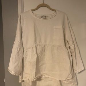 Anthropologie White Cotton and Linen Shirt